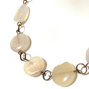 Geometric Round Agate Necklace, Rustic Genuine Gemstone Copper Link Necklace